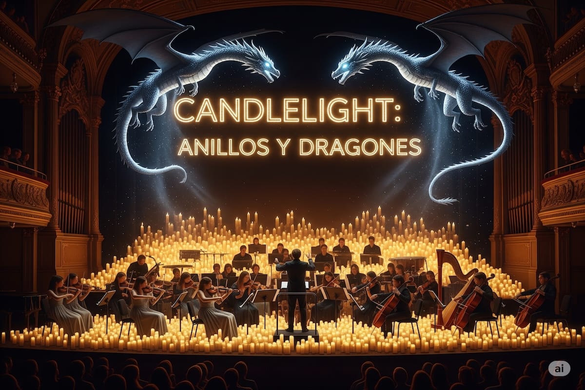 CANDLELIGHT ANILLOS Y DRAGONES Músicos rodeados de velas interpretando temas de Anillos y Dragones